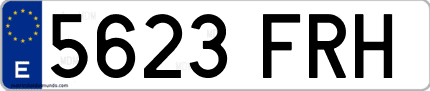 Ejemplo de matrícula de coche ordinaria 5623 FRH