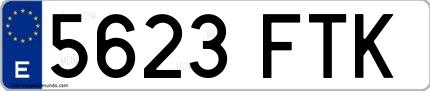 Ejemplo de matrícula española 5623 FTK