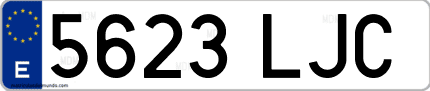 Ejemplo de matrícula de coche ordinaria 5623 LJC