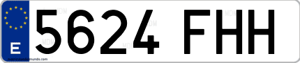 Ejemplo de matrícula de coche ordinaria 5624 FHH