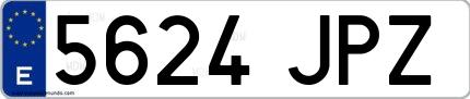 Ejemplo de matrícula española 5624 JPZ