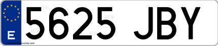 Ejemplo de matrícula de coche ordinaria 5625 JBY