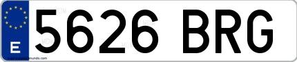 Ejemplo de matrícula española 5626 BRG