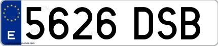 Ejemplo de matrícula española 5626 DSB