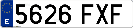 Ejemplo de matrícula de coche ordinaria 5626 FXF