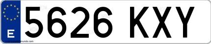 Ejemplo de matrícula española 5626 KXY