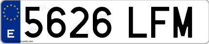Ejemplo de matrícula de coche ordinaria 5626 LFM