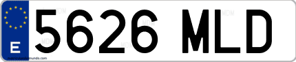 Ejemplo de matrícula de coche ordinaria 5626 MLD