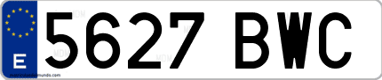 Ejemplo de matrícula de coche ordinaria 5627 BWC