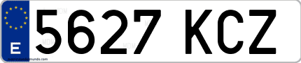 Ejemplo de matrícula de coche ordinaria 5627 KCZ