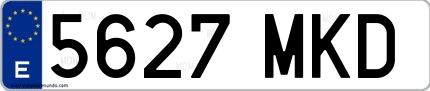 Ejemplo de matrícula española 5627 MKD