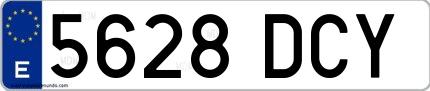 Ejemplo de matrícula española 5628 DCY