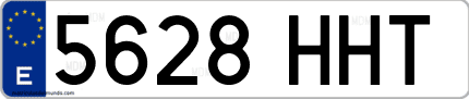 Ejemplo de matrícula de coche ordinaria 5628 HHT