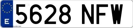 Ejemplo de matrícula española 5628 NFW