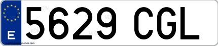 Ejemplo de matrícula española 5629 CGL