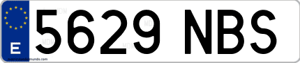 Ejemplo de matrícula de coche ordinaria 5629 NBS
