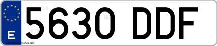 Ejemplo de matrícula española 5630 DDF
