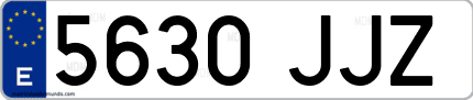 Ejemplo de matrícula de coche ordinaria 5630 JJZ