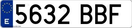 Ejemplo de matrícula española 5632 BBF