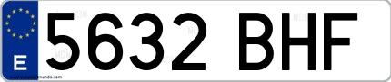 Ejemplo de matrícula española 5632 BHF