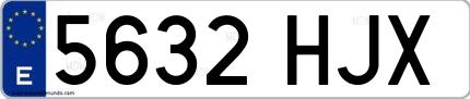 Ejemplo de matrícula española 5632 HJX