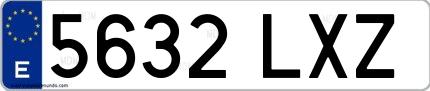 Ejemplo de matrícula española 5632 LXZ