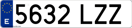 Ejemplo de matrícula de coche ordinaria 5632 LZZ