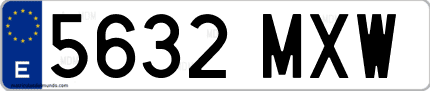 Ejemplo de matrícula de coche ordinaria 5632 MXW