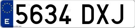 Ejemplo de matrícula española 5634 DXJ