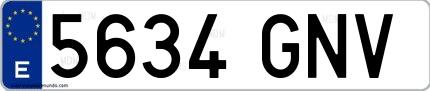 Ejemplo de matrícula española 5634 GNV