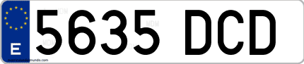 Ejemplo de matrícula de coche ordinaria 5635 DCD