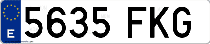 Ejemplo de matrícula de coche ordinaria 5635 FKG