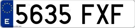 Ejemplo de matrícula española 5635 FXF