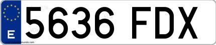 Ejemplo de matrícula española 5636 FDX