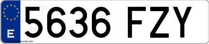 Ejemplo de matrícula de coche ordinaria 5636 FZY