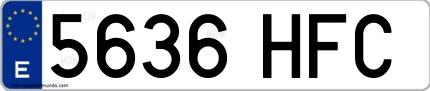 Ejemplo de matrícula española 5636 HFC