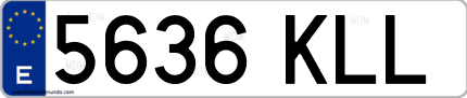 Ejemplo de matrícula de coche ordinaria 5636 KLL