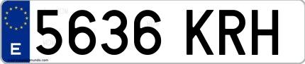 Ejemplo de matrícula española 5636 KRH