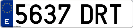 Ejemplo de matrícula de coche ordinaria 5637 DRT