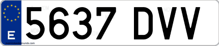 Ejemplo de matrícula de coche ordinaria 5637 DVV