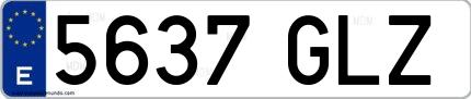 Ejemplo de matrícula española 5637 GLZ