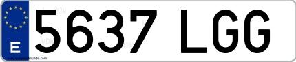 Ejemplo de matrícula española 5637 LGG