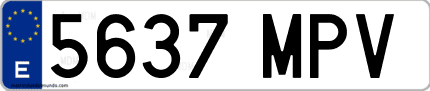 Ejemplo de matrícula de coche ordinaria 5637 MPV