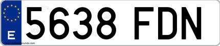 Ejemplo de matrícula española 5638 FDN
