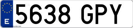 Ejemplo de matrícula de coche ordinaria 5638 GPY