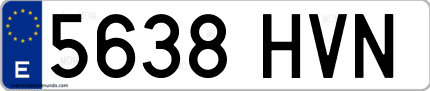 Ejemplo de matrícula de coche ordinaria 5638 HVN