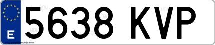 Ejemplo de matrícula española 5638 KVP