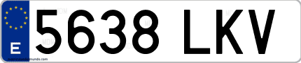 Ejemplo de matrícula de coche ordinaria 5638 LKV