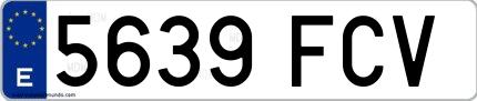 Ejemplo de matrícula española 5639 FCV