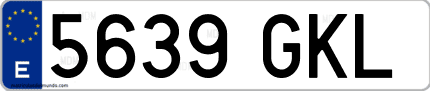 Ejemplo de matrícula de coche ordinaria 5639 GKL
